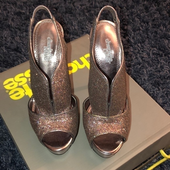 CHARLOTTE Russe Cookie Heels. Glitter bronze. Size 6 - Picture 4 of 4